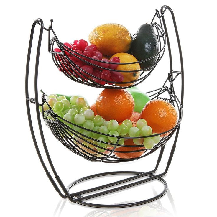 Fruit Basket/ 2 Tier Oval Shape Swing Style Fruit and vegetables Basket